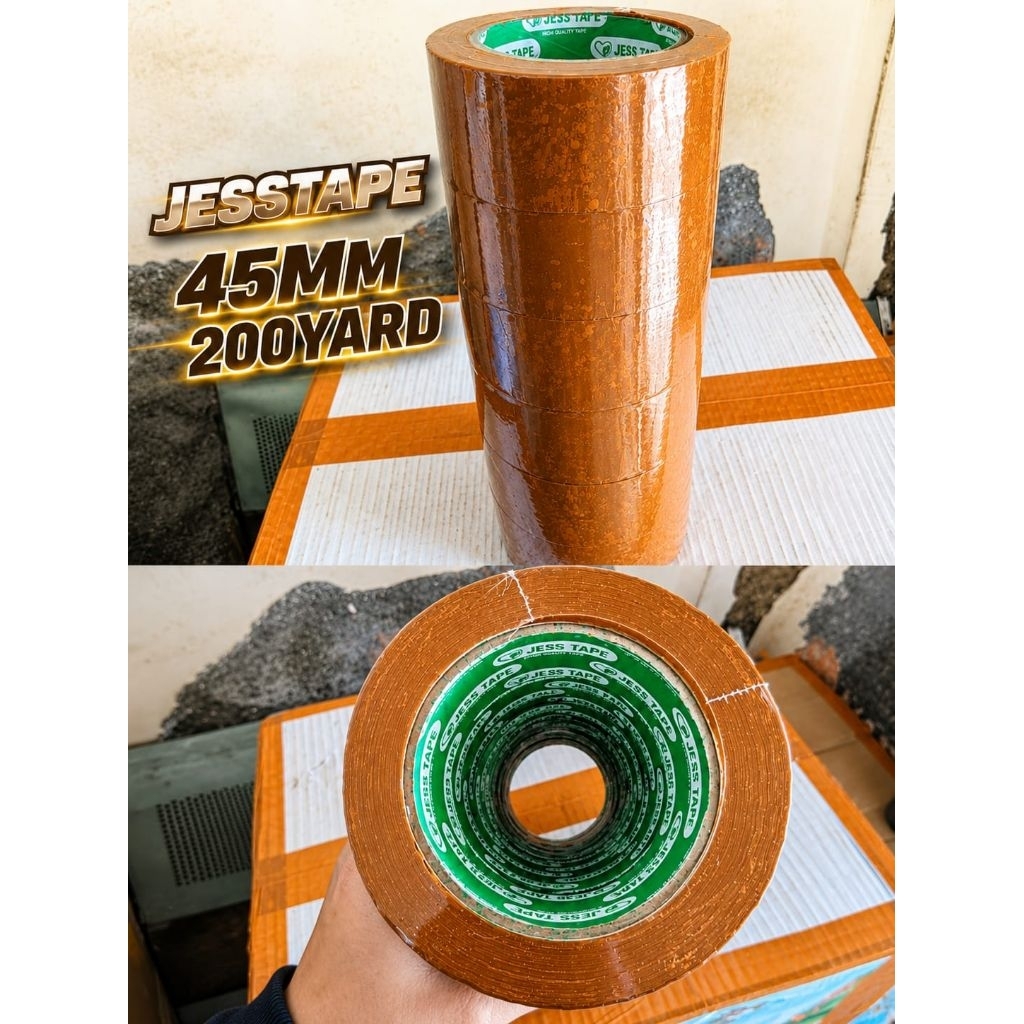 JESS TAPE 200 YARD TAPE PACK OF 6 ชิ้น CLEAR BROWN OPP TAPE