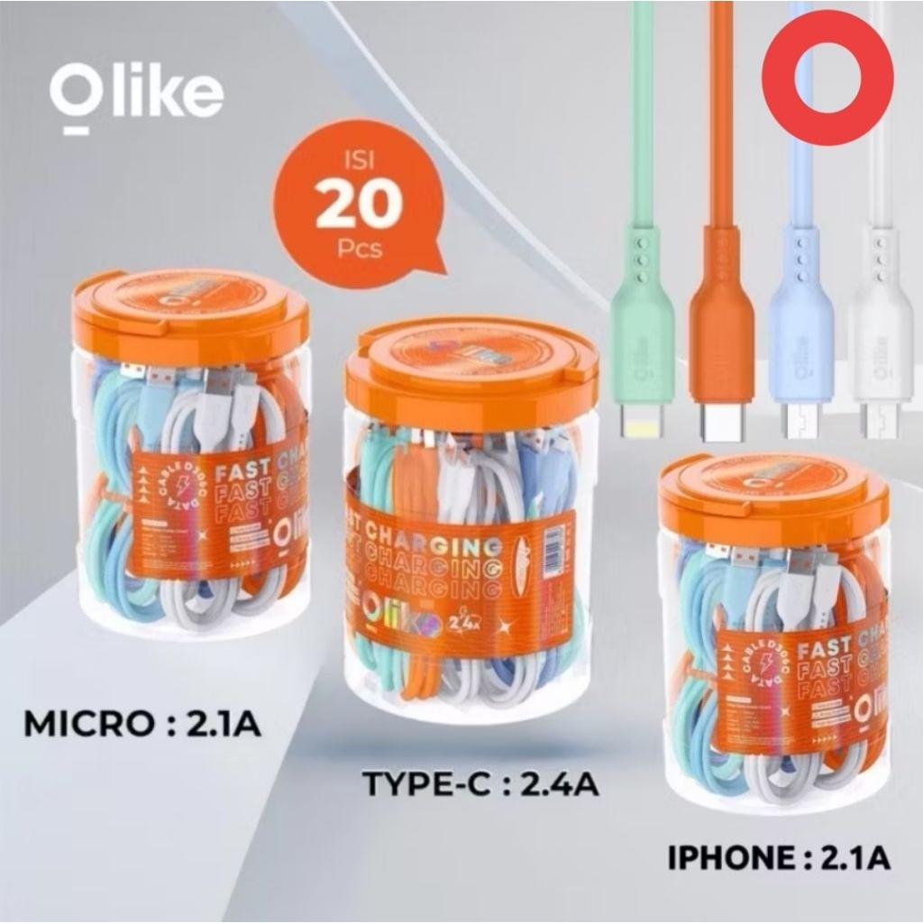 (JARS) OLIKE D306 Fast Charging 2.4A Type C / Micro USB / Lightning Data Cable 1M Original D306M D30