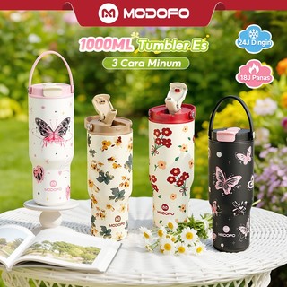 MODOFO 1000ml Tumbler Stainless Tahan Panas Dingin 24 Jam Desain Aesthetic Motif Unik Premium