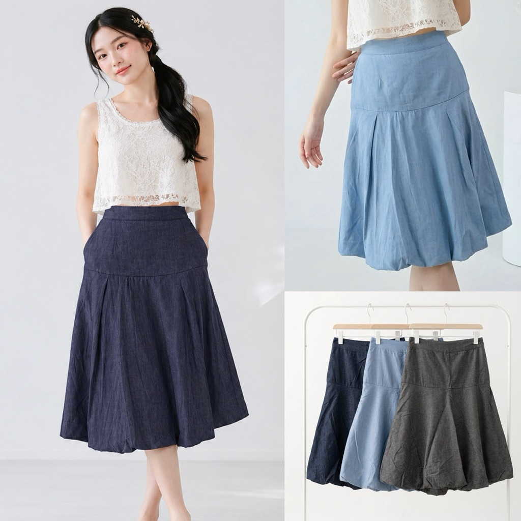 [ycl] กระโปรง Mika Flare - กระโปรงบอลลูน Softjeans Midi