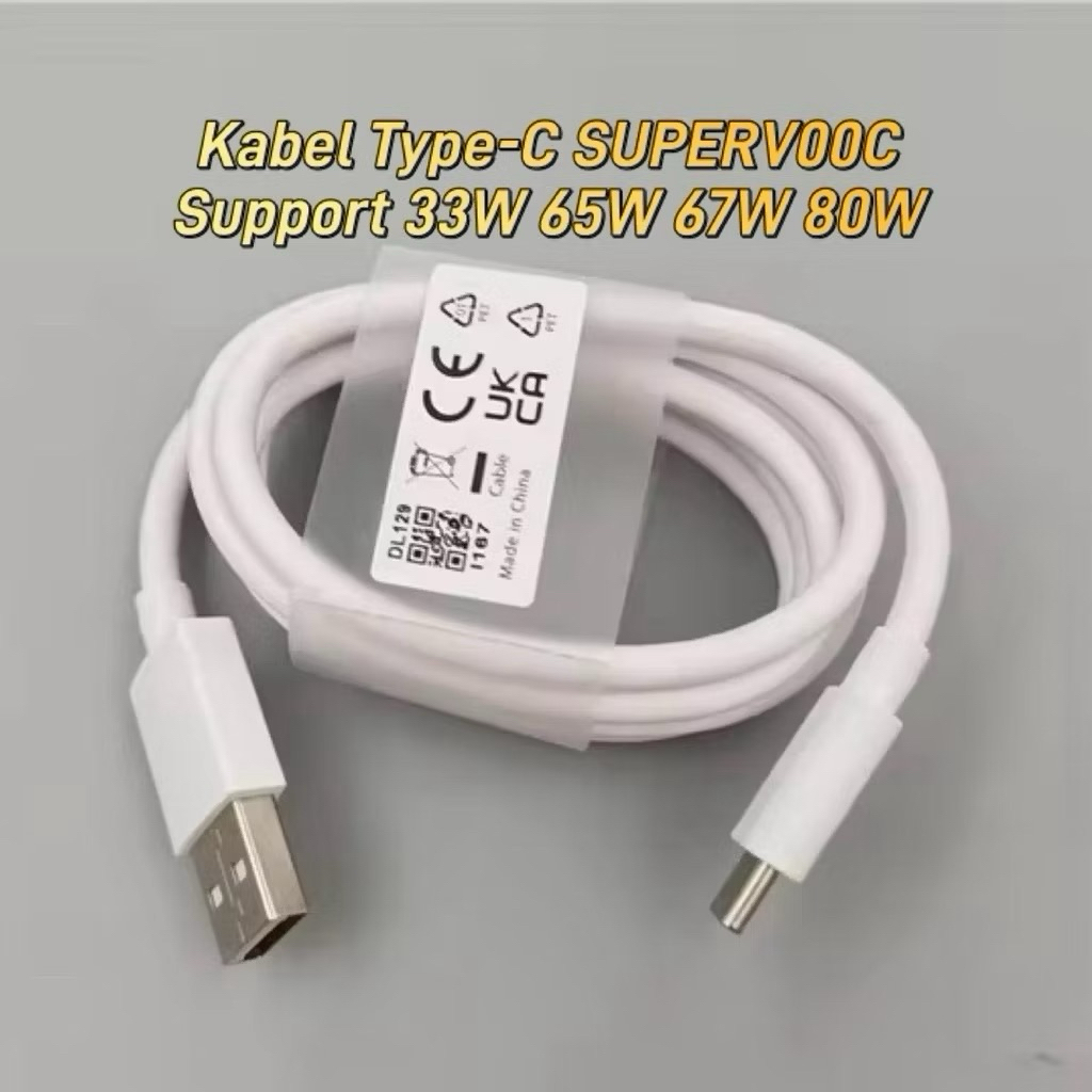 Type C Super VOOC Flash สายชาร์จข้อมูล Oppo A38 A58 A78 Reno 7 7z 8 8z 8T A57 A74 A76 A77s A95 A96 A