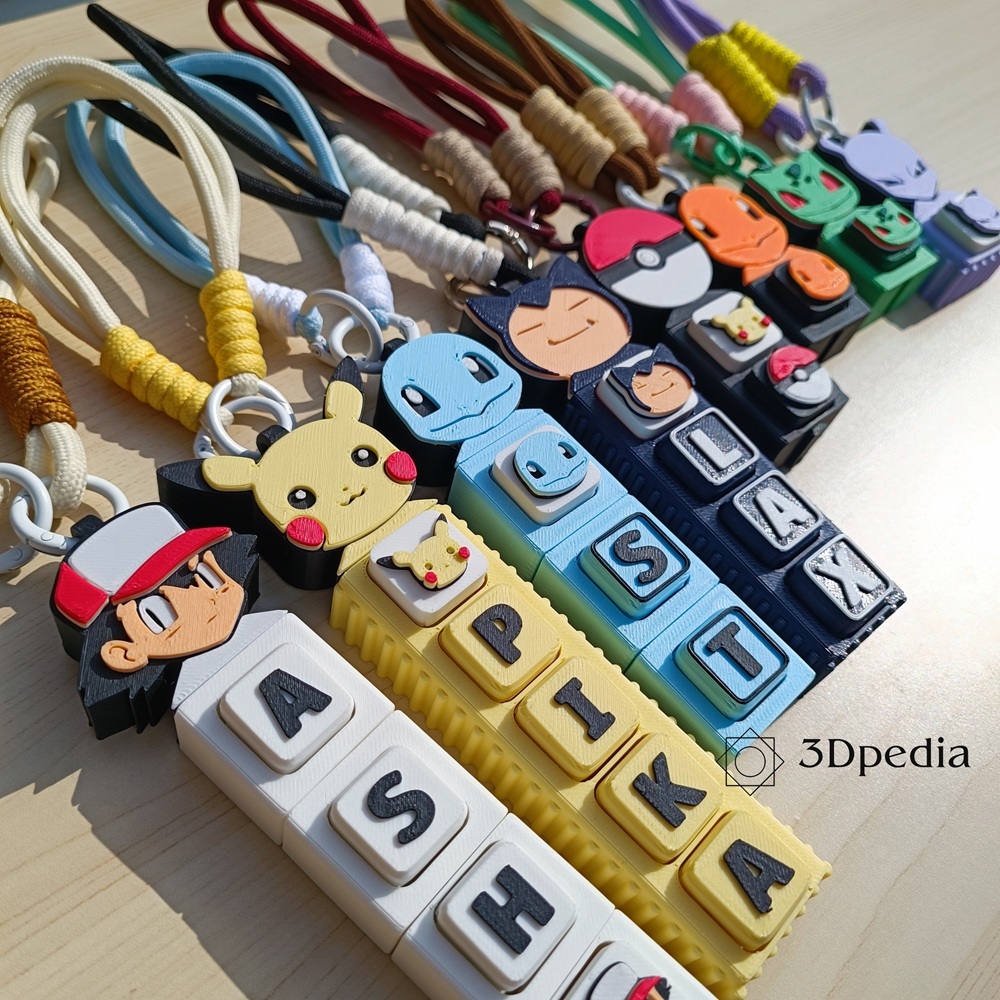 (PART 1) POKEMON Fidget Name Clicker Custom Fidget Nama Gantungan Kunci Tas Lucu Imut Mainan Anak Sw
