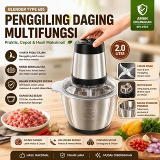Viyata kartika - Blender daging stainless steel chopper serbaguna penggiling daging sayuran