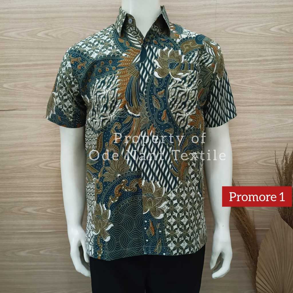 KEMEJA PROMORE - เสื้อบาติกสํานักงานเต็มรูปแบบสําหรับผู้ชายผู้ใหญ่, LD UP ถึง 124 ซม.