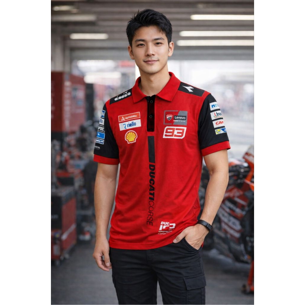 เสื้อโปโลและหมวก marc marquez 93 pecco bagnaia 63 ผ้าฝ้ายพรีเมี่ยม kcs เครื่องแต่งกาย