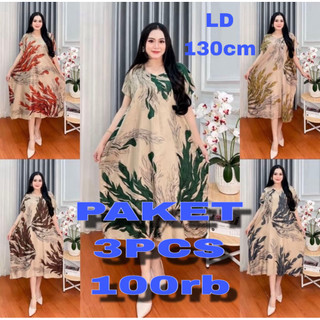 PAKET DASTER LOWO JUMBO 3 PCS 100RB RESLETING DEPAN BUSUI BUMIL RAYON SANTUNG MOTIF AKARAN TERBARU KEKINIAN LD130