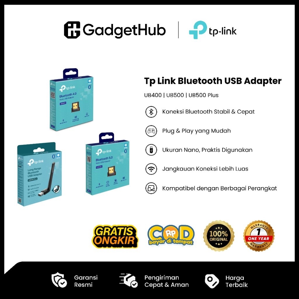 อะแดปเตอร์บลูทูธ TP-Link USB UB400 UB500 UB500 Plus | บลูทูธ 4.0 / 5.0 / 5.3 | การรับประกันอย่างเป็น
