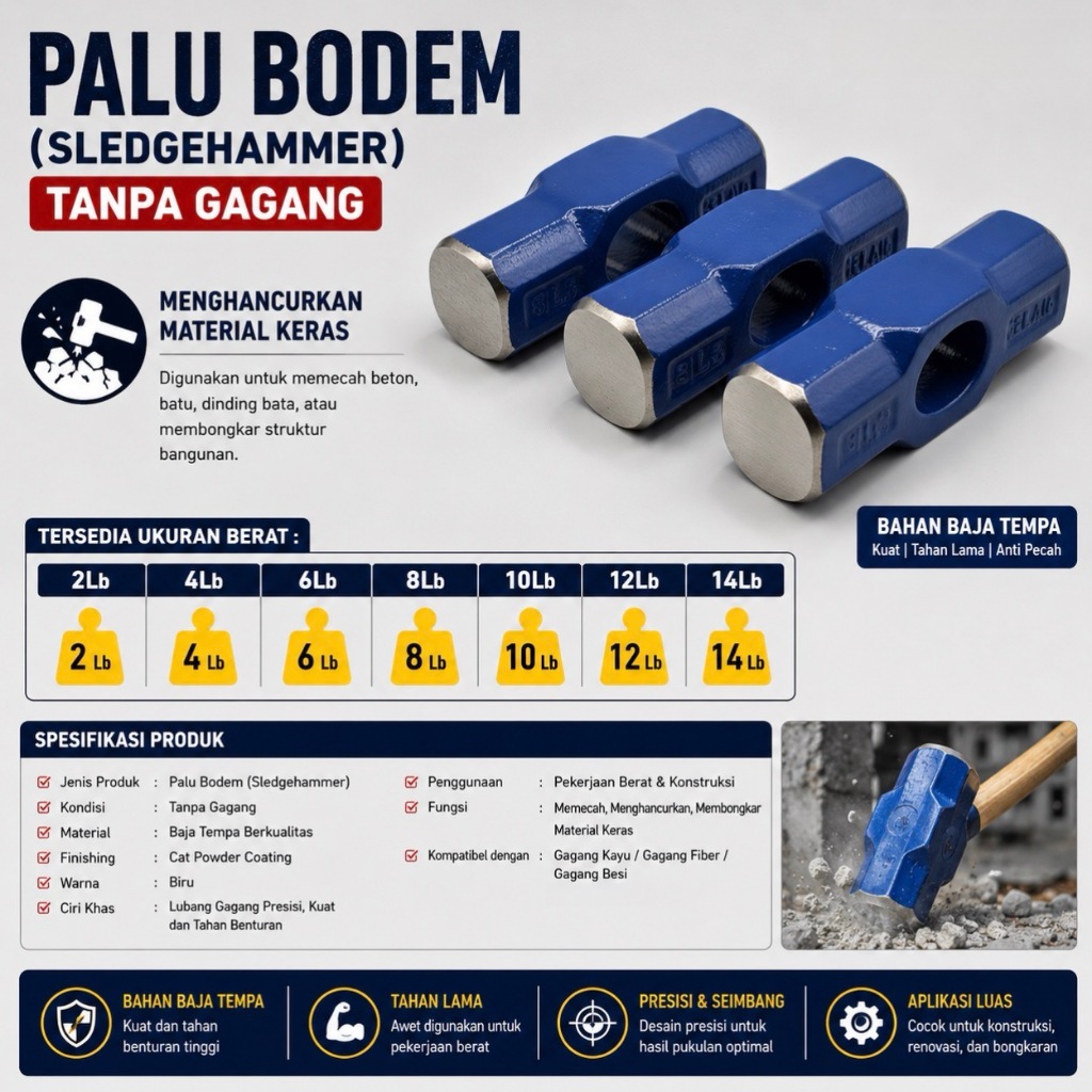 BODEM / ค้อนหิน - ALPHA / เทียบเท่า - 2LB / 4 LB / 6LB / 8LB / 10LB / 12LB / 14LB - หัวค้อนหิน Bodem
