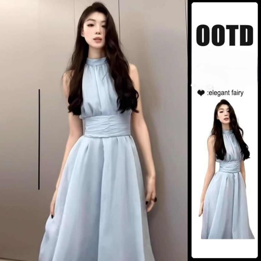 CANDY Long Maxi Dress Bluemint Ocean / รวมผ้าซับเอวนําเข้า QY-330