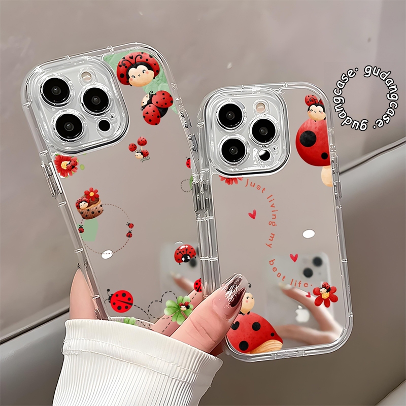 CLEAR MIRROR CASE สีแดง BEETLE สําหรับ REALME 5 5i 11 14 14T 15 C11 C12 C15 C20 C21Y C25 C25Y C30 C3