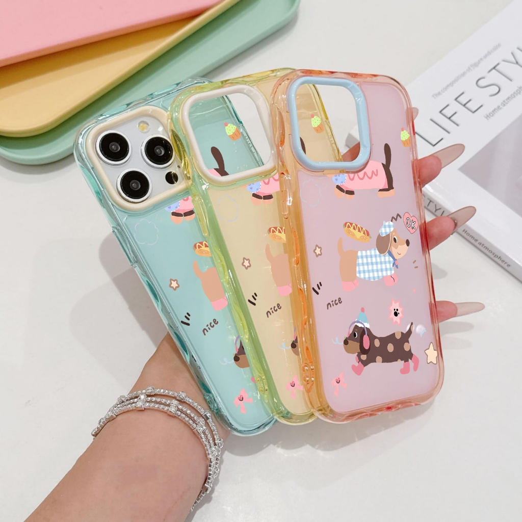HAPPY PUPPY & FRIENDS MOTIF 2 IN 1 สี MACAROON สําหรับ INFINIX SMART 5 6 7 8 9 10 ร้อน 9 10 12 12i 2