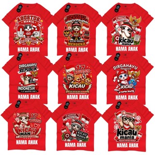 [FREE NAMA] MOTIF RAJUT BAJU KAOS DISTRO ANAK LAKI LAKI 1-12 TAHUN COMBED 30S MOTIF KEMERDEKAAN AGUSTUS KICAU MANIA