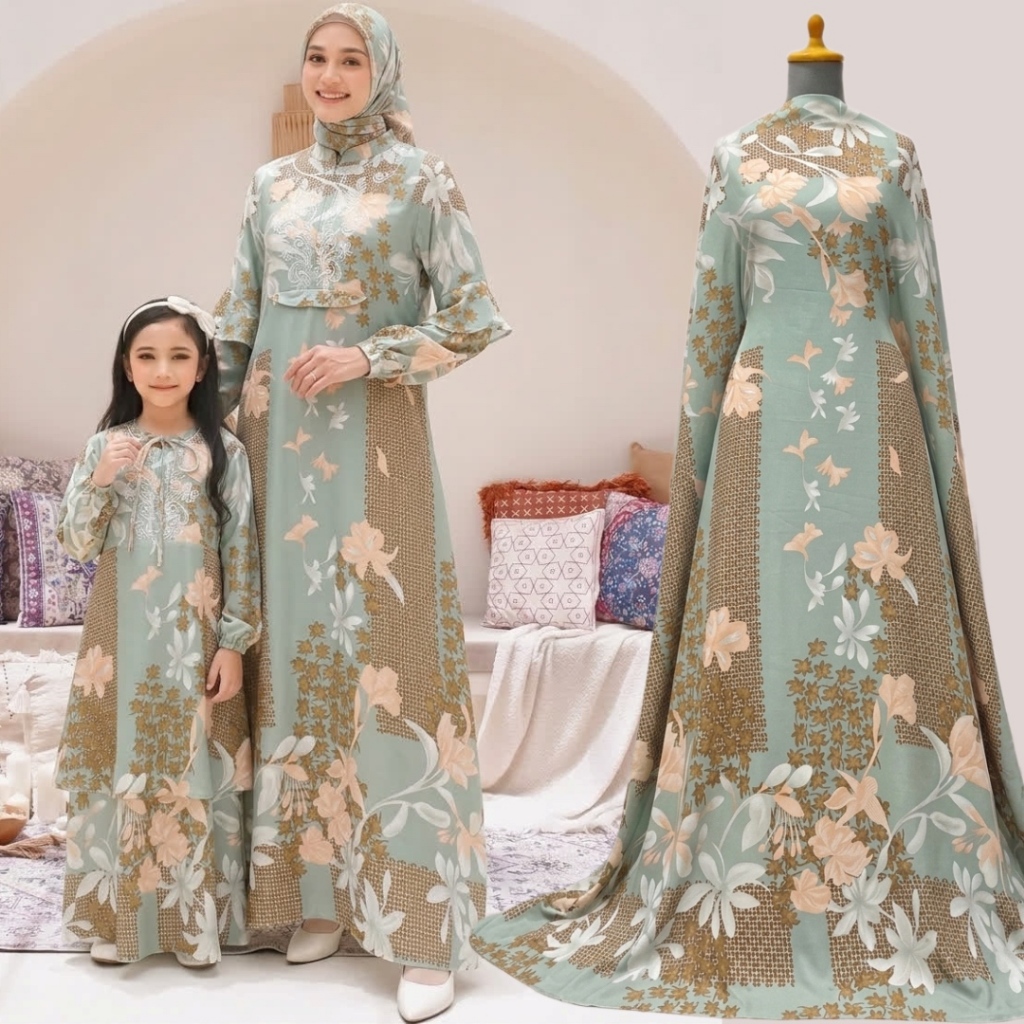 Lily Flower Motif Gamis Fabric วัสดุเครป Prda สําหรับกาฟตันนุ่ม เย็น ราคาต่อ 0.5m