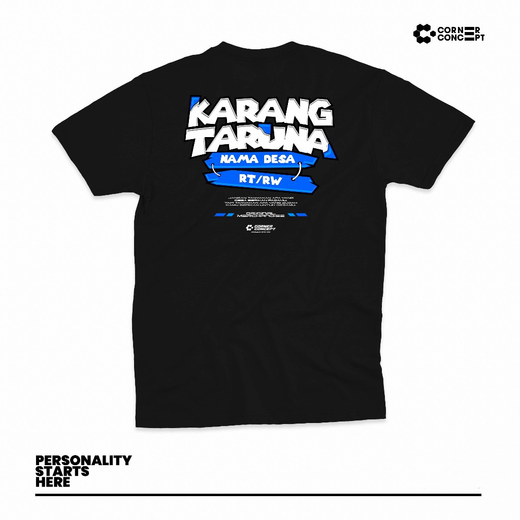 Corner Concept Karang Taruna เสื้อยืดฟรี Custom Village ชื่อ RT RW Cotton Combed 24s NC DTF หน้าจอกา