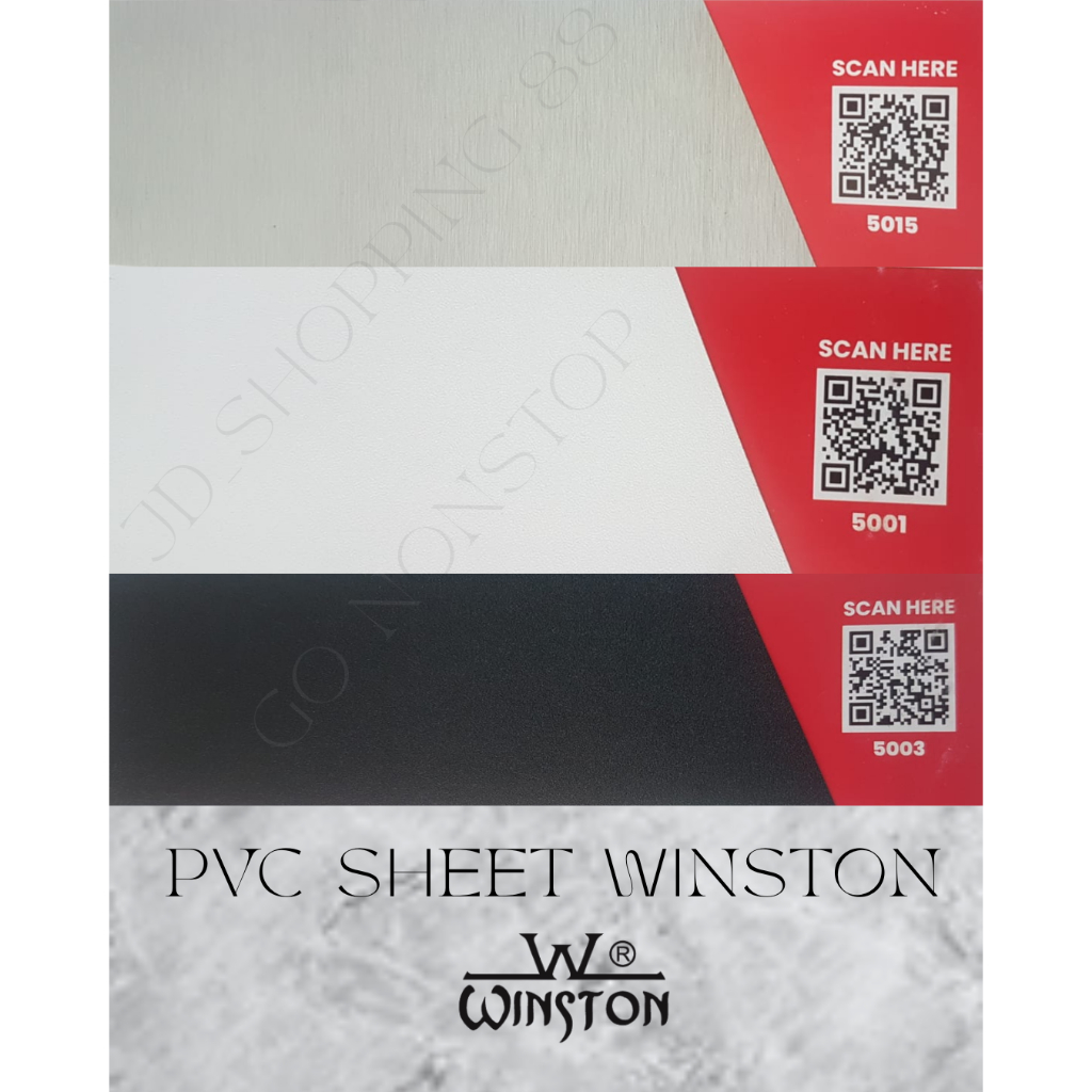 Winston แผ่น PVC Solid Takon Winston สีดําสีขาวเงิน