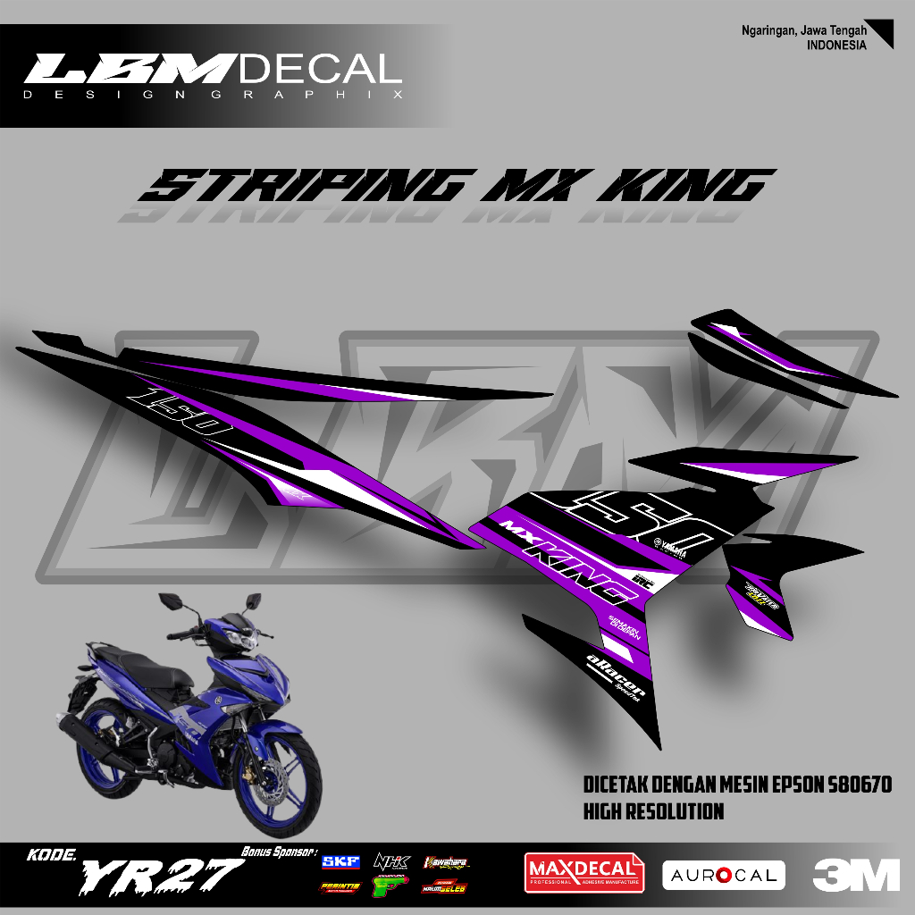 (CUSTOM) MX KING STRIPING STICKER คุณภาพสูง SIMPLE COOL DESIGN YR27