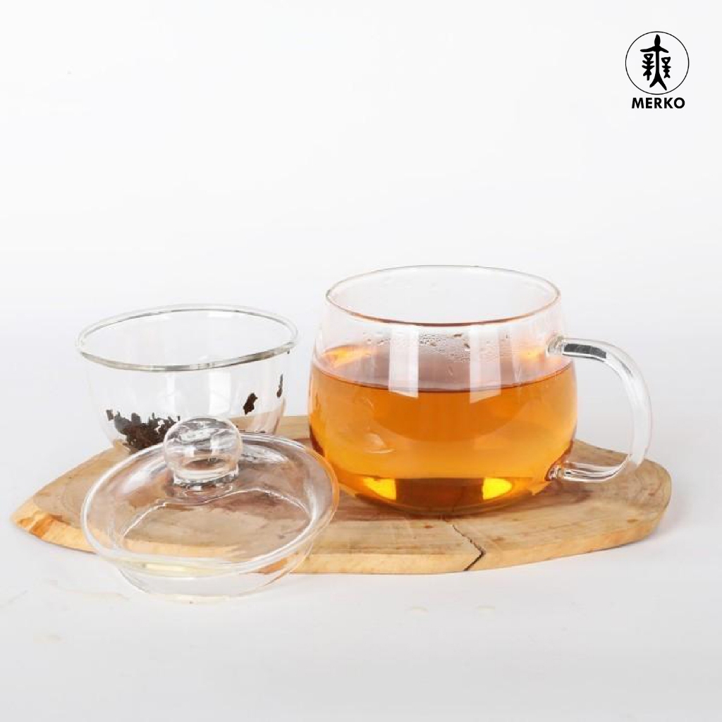 MERIKO BrewVision Beautiful Single Serve Teapot 350ml - ถ้วยชาแก้วพร้อมที่กรองแก้ว & Blirik Lid
