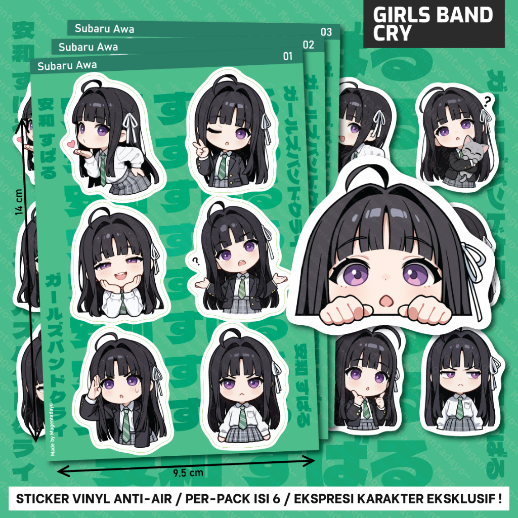 Subaru Awa Girls Band Cry ไวนิลสติกเกอร์กันน้ําอะนิเมะชุดสติกเกอร์พิเศษ