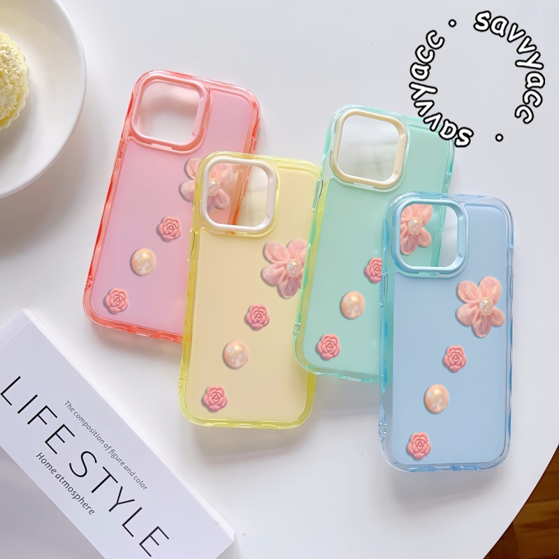 GC267 PERTTY FLOWER MOTIF 2 IN 1 MACARON COMPATIBLE สําหรับ OPPO A1K A3S A3X A5 A5i A5S A5X A5 2025 
