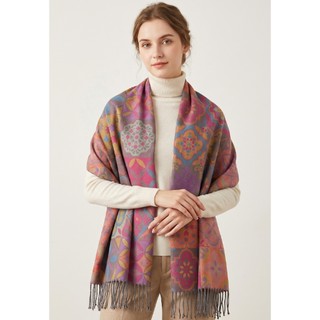 Syal Wanita Reversible Paisley Pattern Cashmere Pashmina Shawl