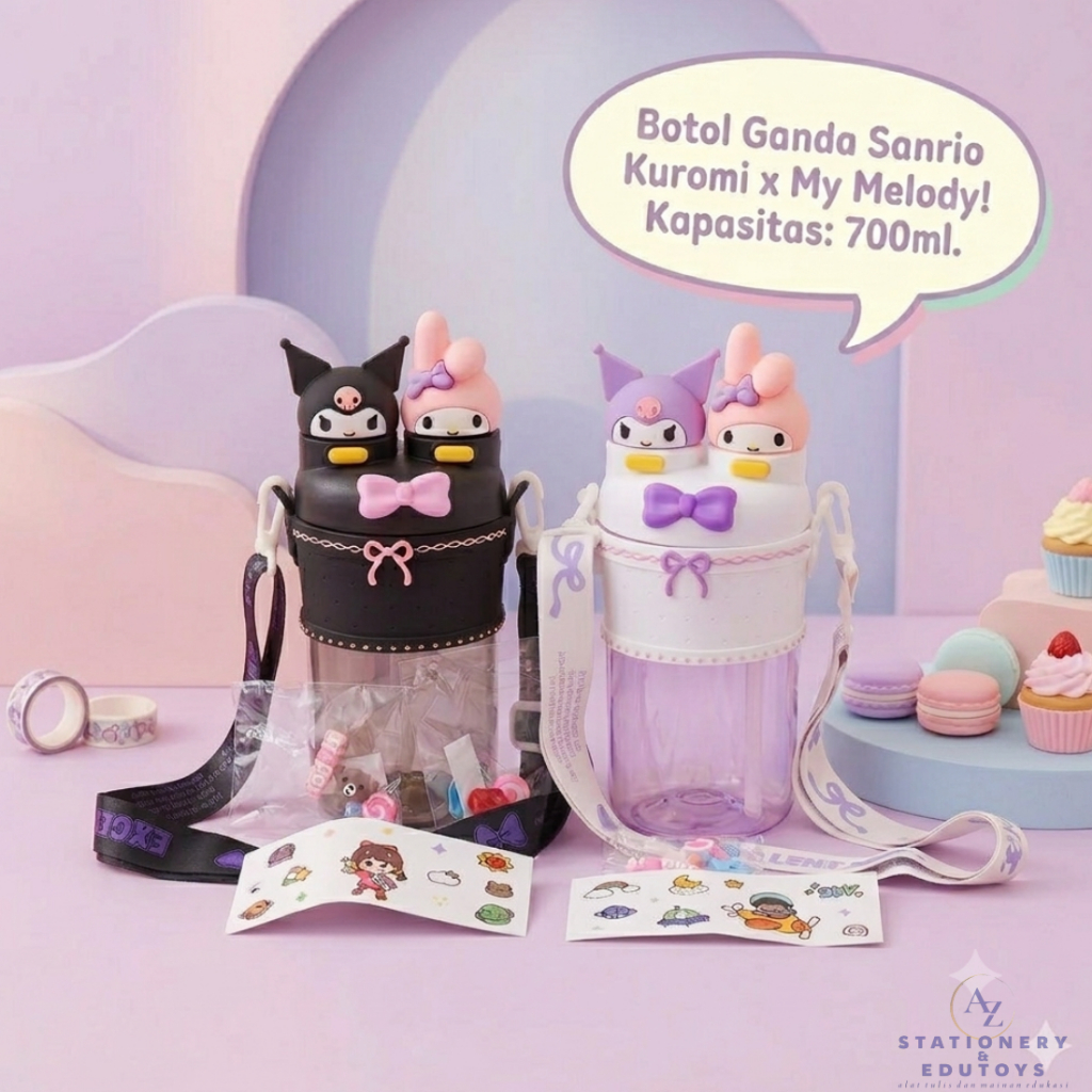 ขวดน้ําดื่มสําหรับเด็ก Sanrio Double Character - Kuromi & My Melody 700ml