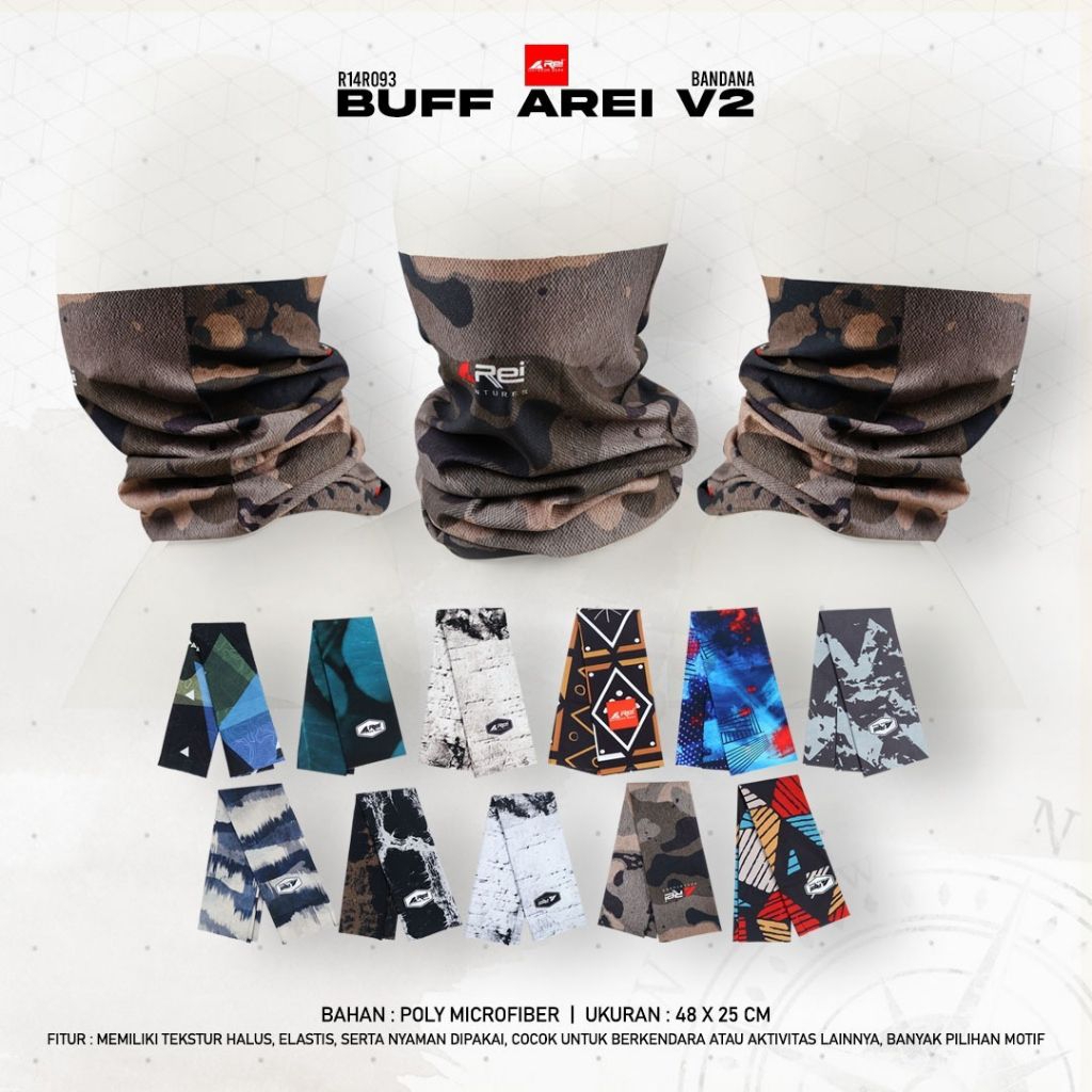 [CAN CHOOSE] BUFF BANDANA AREI V2 AREI หน้ากากมอเตอร์ไซค์กลางแจ้ง