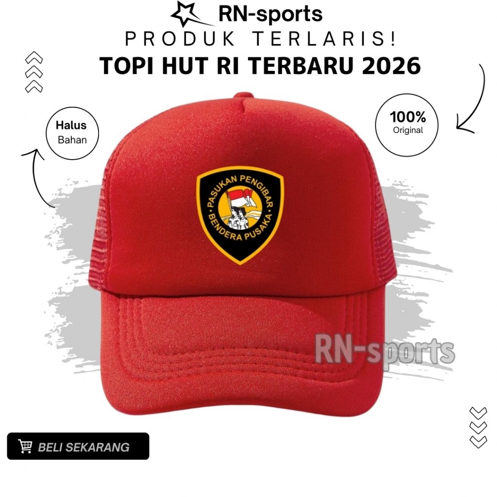 COMMUNITY FLAG BARRIER TOOPS TRUCKER HAT // 77TH INDONESIAN INDEPENDENCE DAY HAT NET