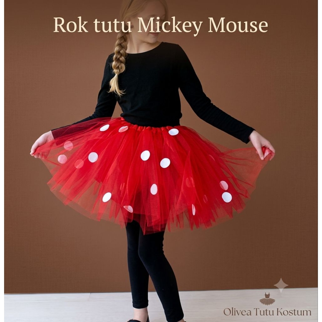 กระโปรง Mickey & Minnie tutu (เฉพาะกระโปรง) สีขาวเต็มลายจุด