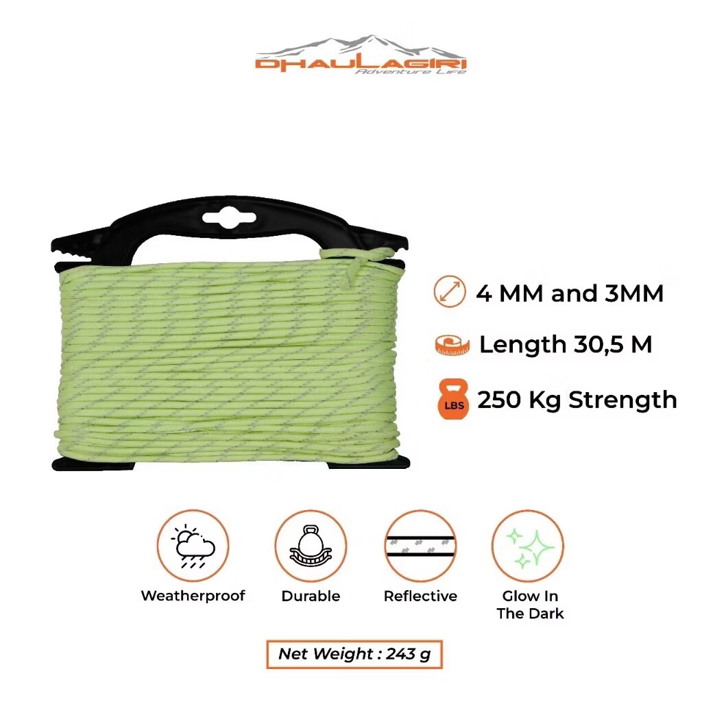 Drhaagiri Glow in The Dark 3MM Luminous Paracord Rope Outdoor Camping Rope