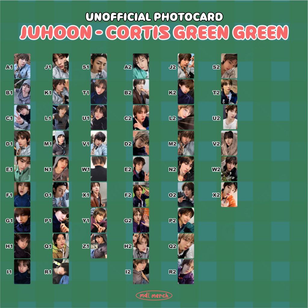 JUHOON CORTIS / ภาพถ่ายสีเขียวอัลบั้ม POB BORDCAST LUCKY DRAW UNOFFICIAL KPOP / MARTIN JAMES JUHOON