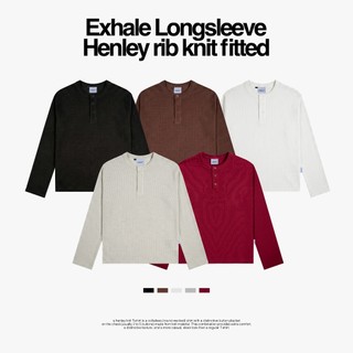 Exhale Apparel Longsleeve  Henley Rib Knit Fitted