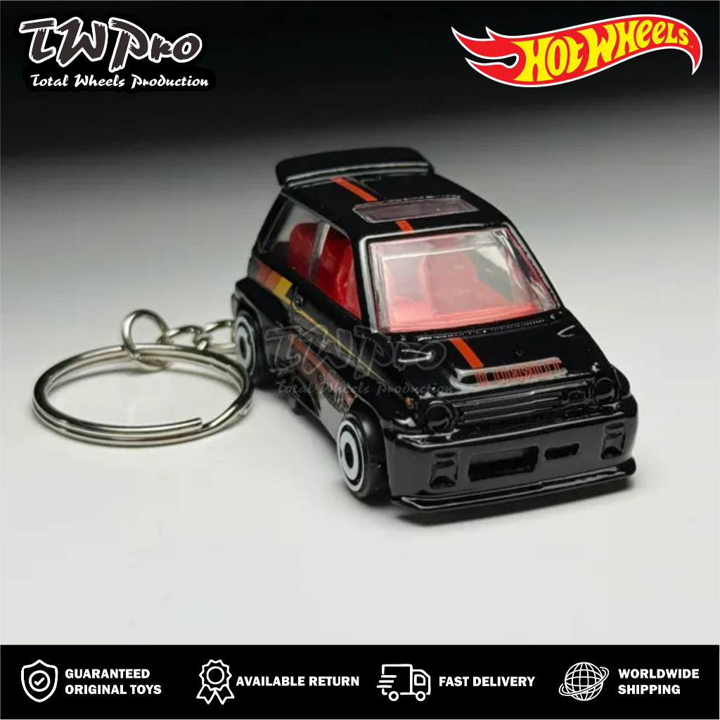 GANTUNGAN HOT WHEELS KEYCHAIN - 1985 Honda City Turbo - สีดํา - SHRIMP HOOK - KEYRING - KEYCHAIN - C