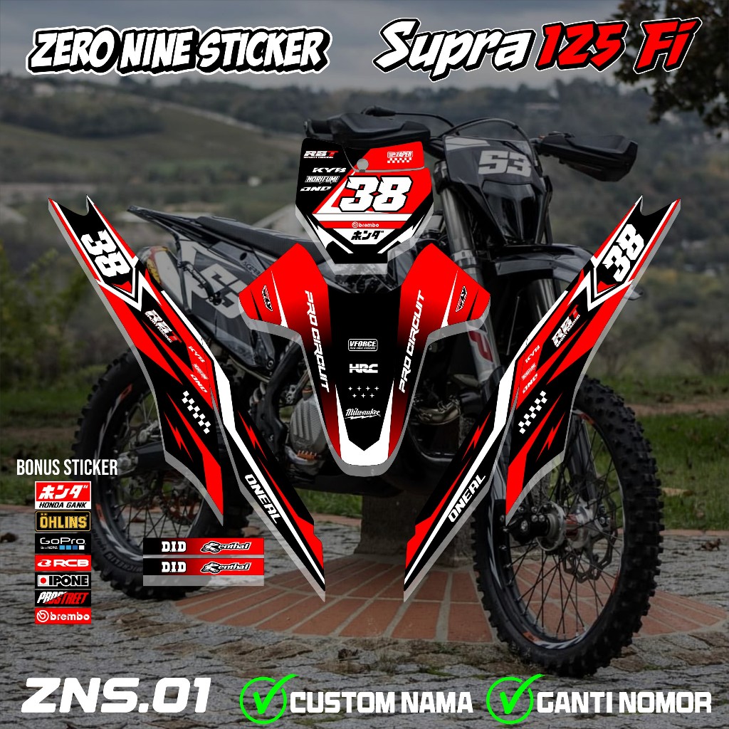 สติ๊กเกอร์ RBT SUPRA 125 FI SEMI มอเตอร์เต็มตัว RBT BEBEK MODIF SUPERMOTO YZ CRF KLX KTM RBT AS.01