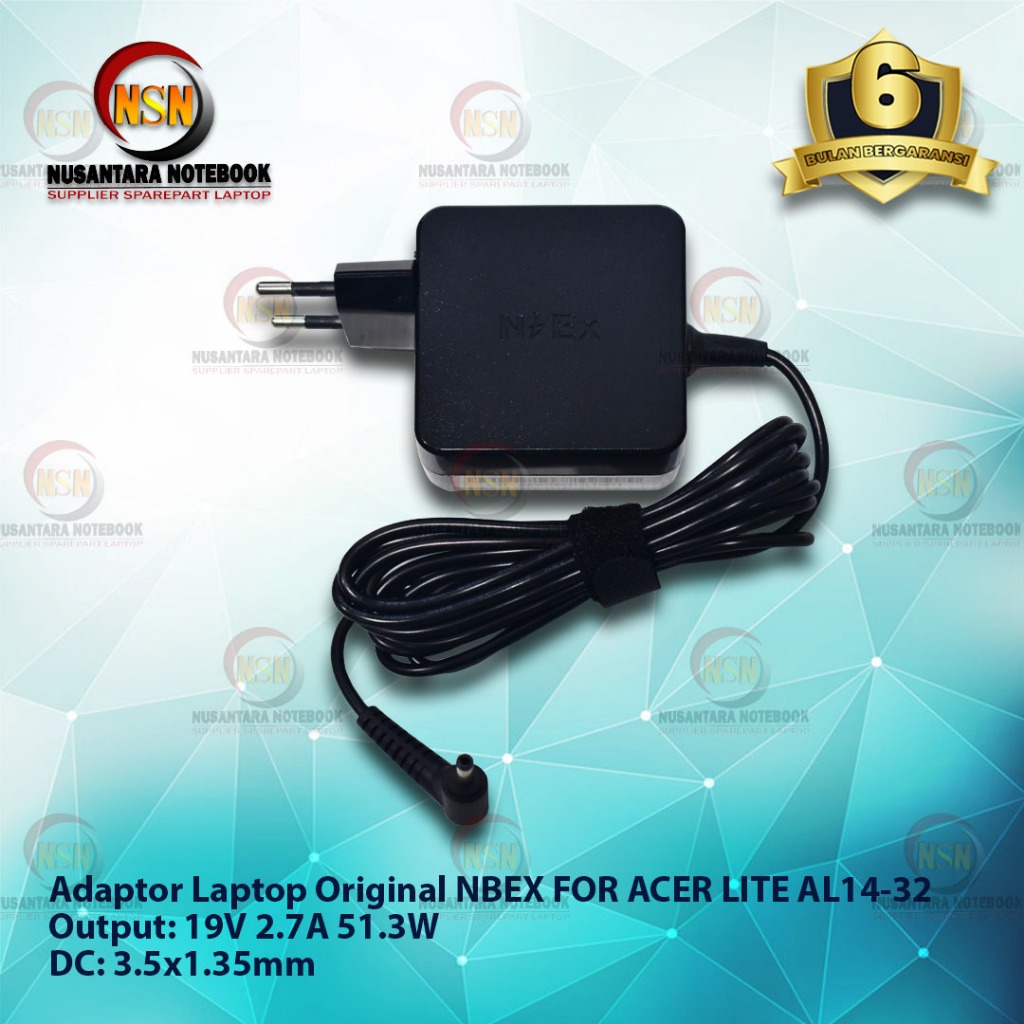 NBEX 19.0V 2.7A อะแดปเตอร์แล็ปท็อปสําหรับ ACER LITE AL14-32