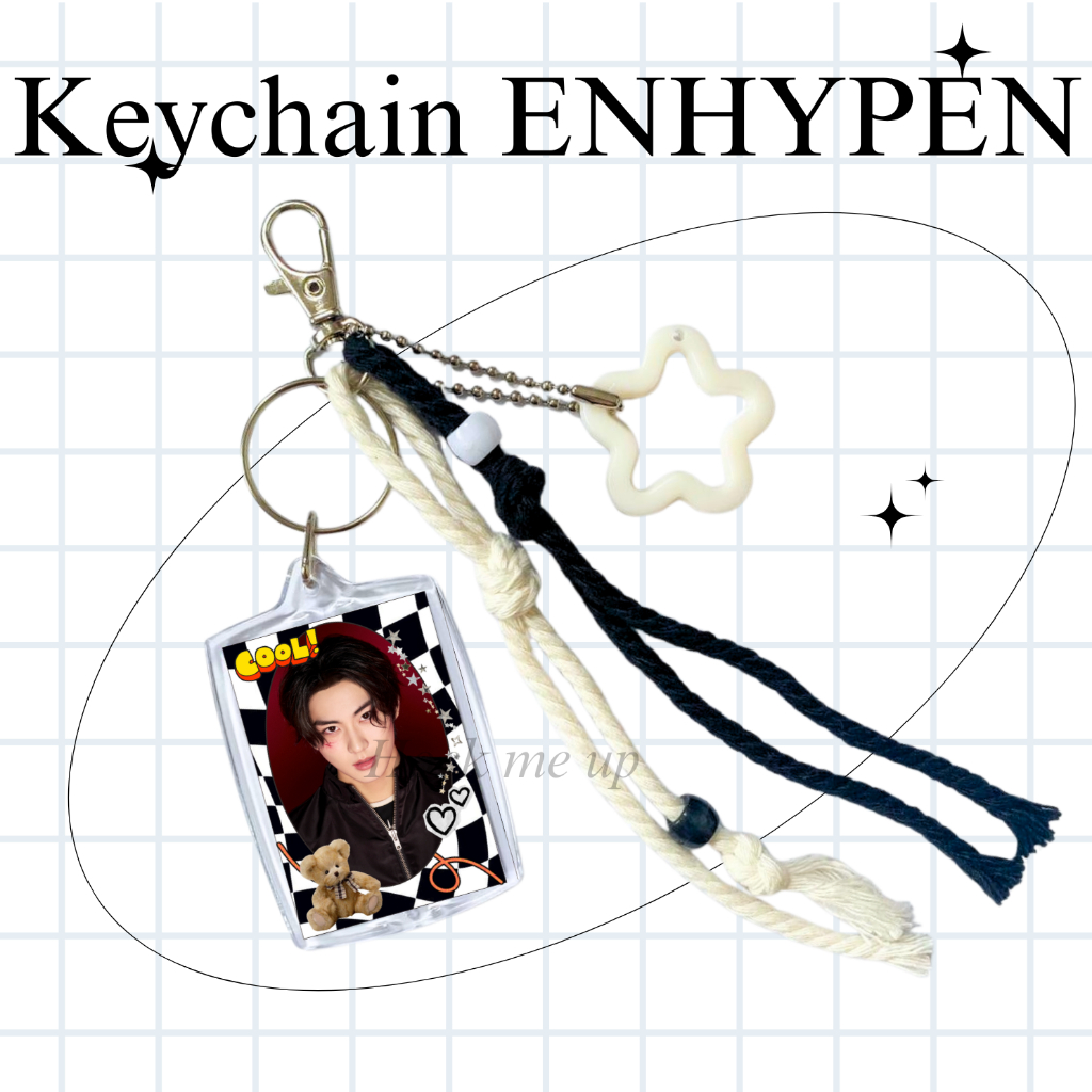 พวงกุญแจ พวงกุญแจ Enhypen bagcharm keyring Macrame สีดําสีขาว Enhypen || พวงกุญแจ Kpop enhypen