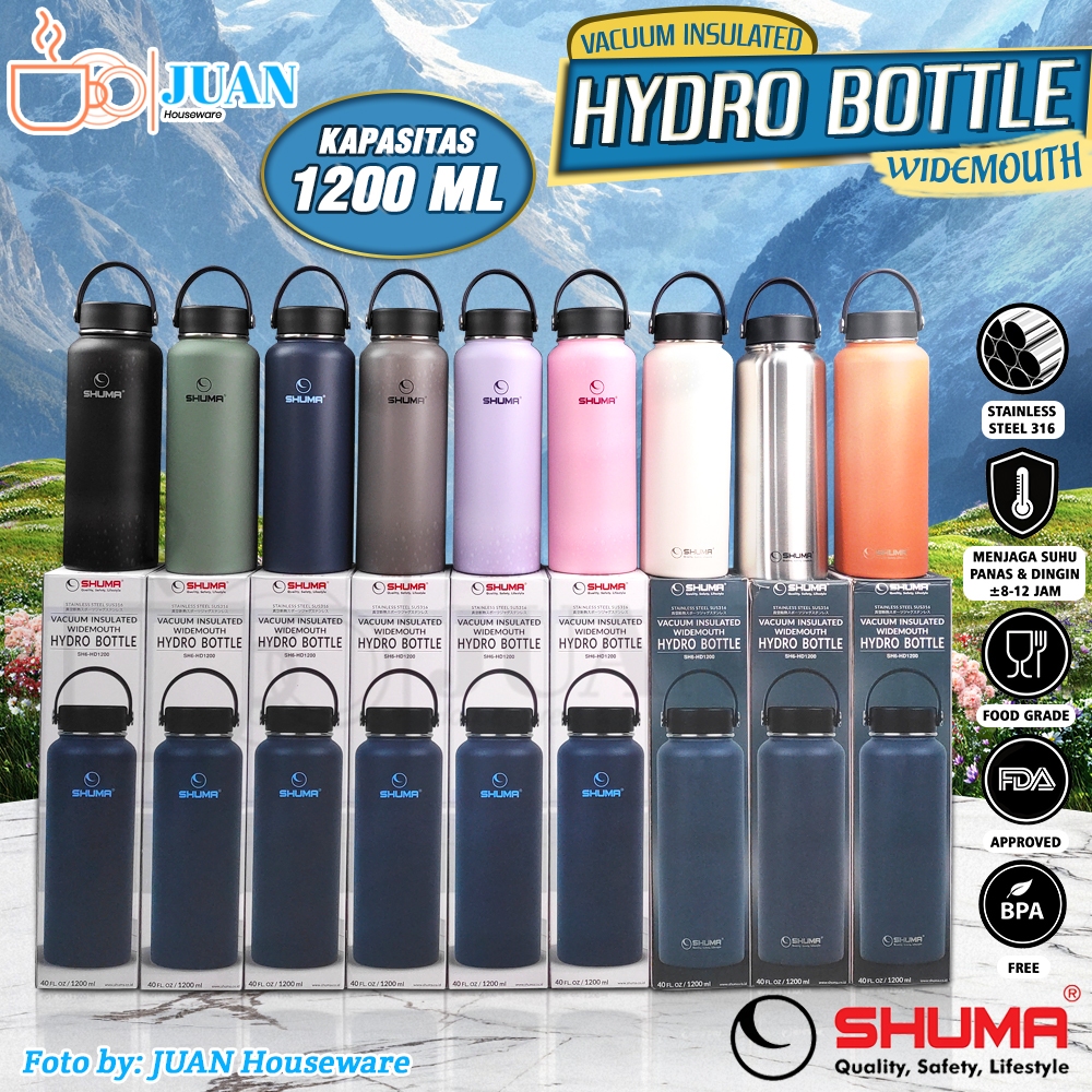 SHUMA S/S 316 ขวดไฮโดรสุญญากาศปากกว้าง 40 FL. OZ / 1200 ML SH6-HD1200
