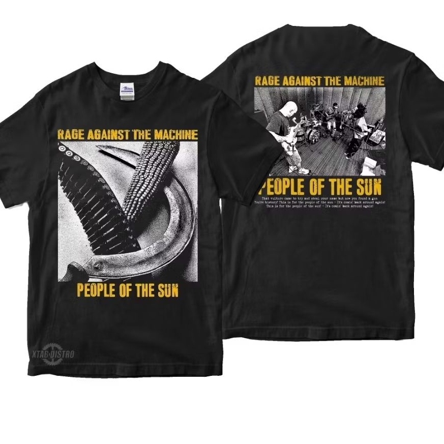 RAGE AGINST THE MACHINE เสื้อยืด - PEOPLE OF THE SUN วงดนตรี RATM rock pop โลหะหนักในตัว plastisol xtab distro
