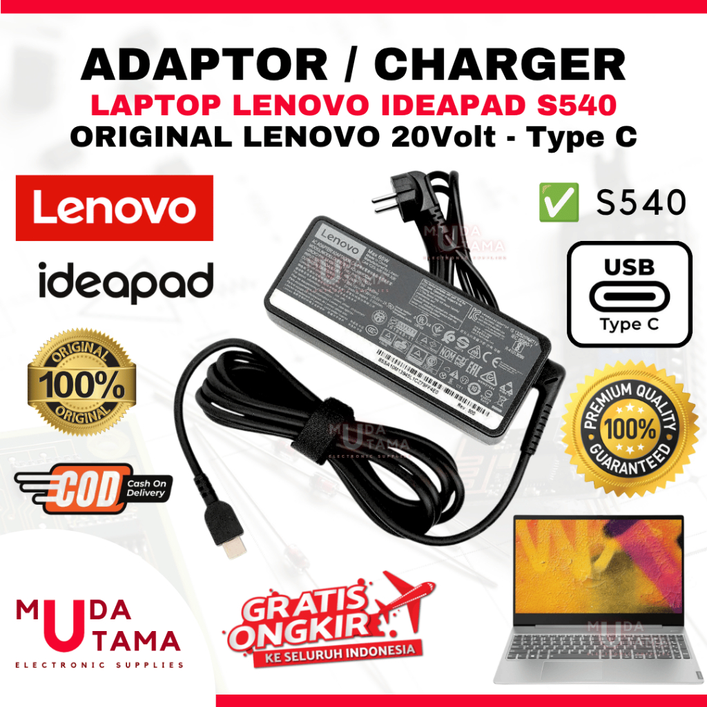 Original Ideapad S540 Type C อะแดปเตอร์ชาร์จแล็ปท็อป - Ideapad S540 แล็ปท็อปอะแดปเตอร์ - LENOVO S540