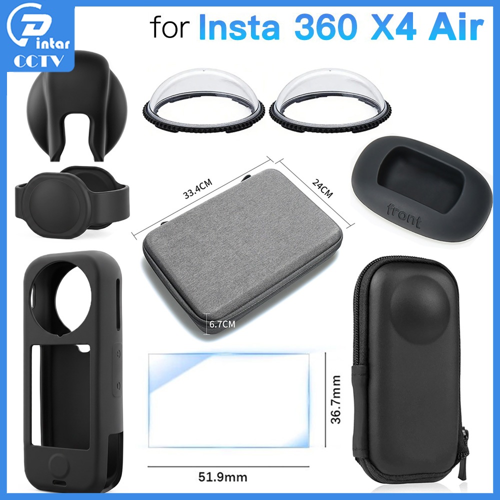 กล้องชุดอุปกรณ์เสริมสําหรับ Insta360 X4 Air เลนส์เลนส์ฝาครอบซิลิโคนฐานกระเป๋ากระจกนิรภัย