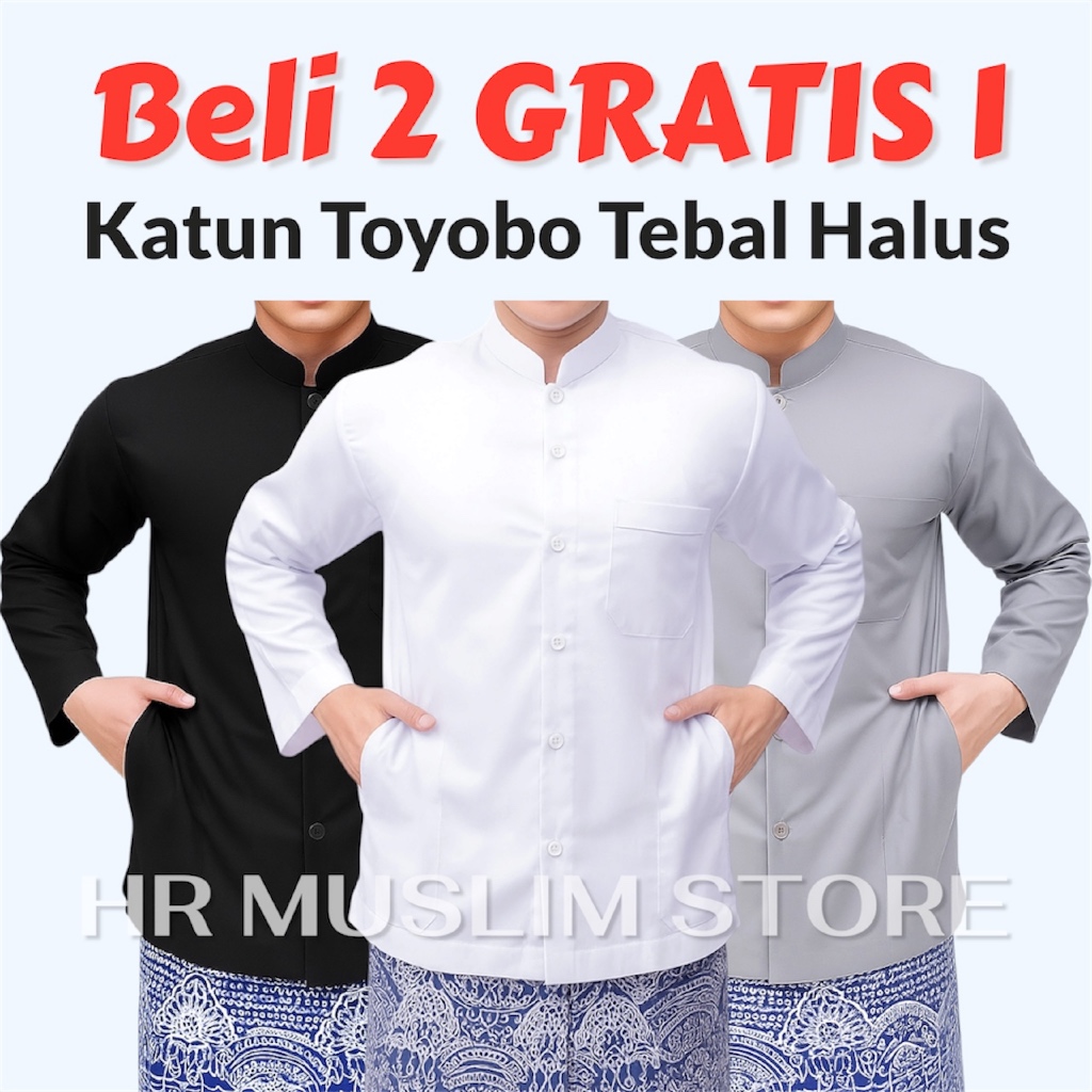 KATUN Jumbo XXXL Haibah Santri Habaib Haib Plain Koko เสื้อ, วัสดุเย็น, กระเป๋าด้านข้าง, แขนยาว, ผ้าฝ้ายมุสลิม, รุ่น Ammu Kazimi, ผู้ใหญ่ชาย, ผ่าข้าง