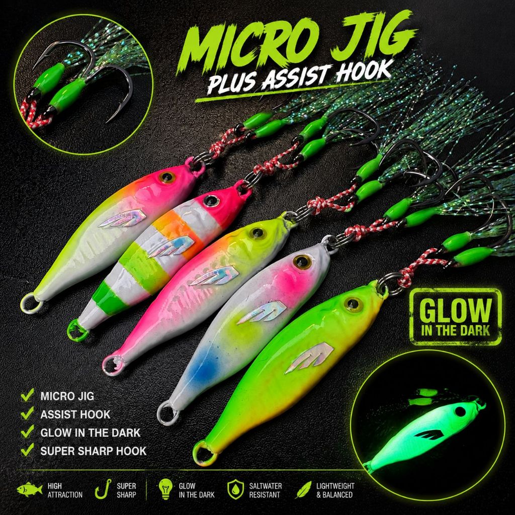 ชุด assist hook โลหะจิ๊ก LJFGC053 40/30/20/15/10 กรัม สําหรับตกปลา casting/jigging