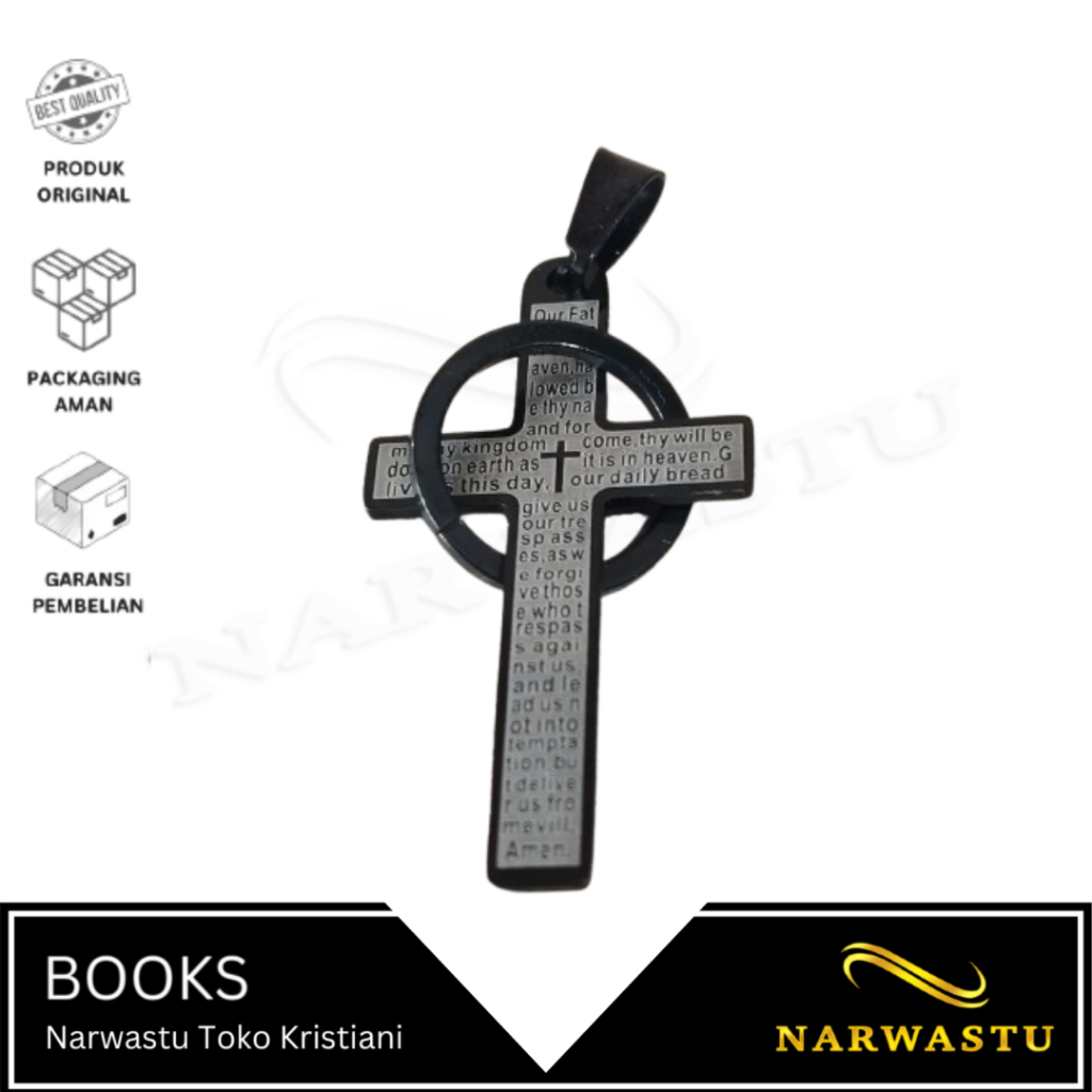 NARWASTU - จี้ไม้กางเขนพ่อของเราสีดํา - VLT326