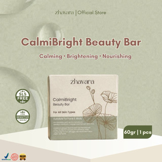 ZHAVARA CalmiBright Beauty Bar 60gram | SABUN UNTUK MENENANGKAN DAN MENGURANGI BEKAS JERAWAT | SABUN UNTUK KULIT KUSAM | SABUN WAJAH NON SLS | SABUN MENCERAHKAH KULIT WAJAH DAN BADAN