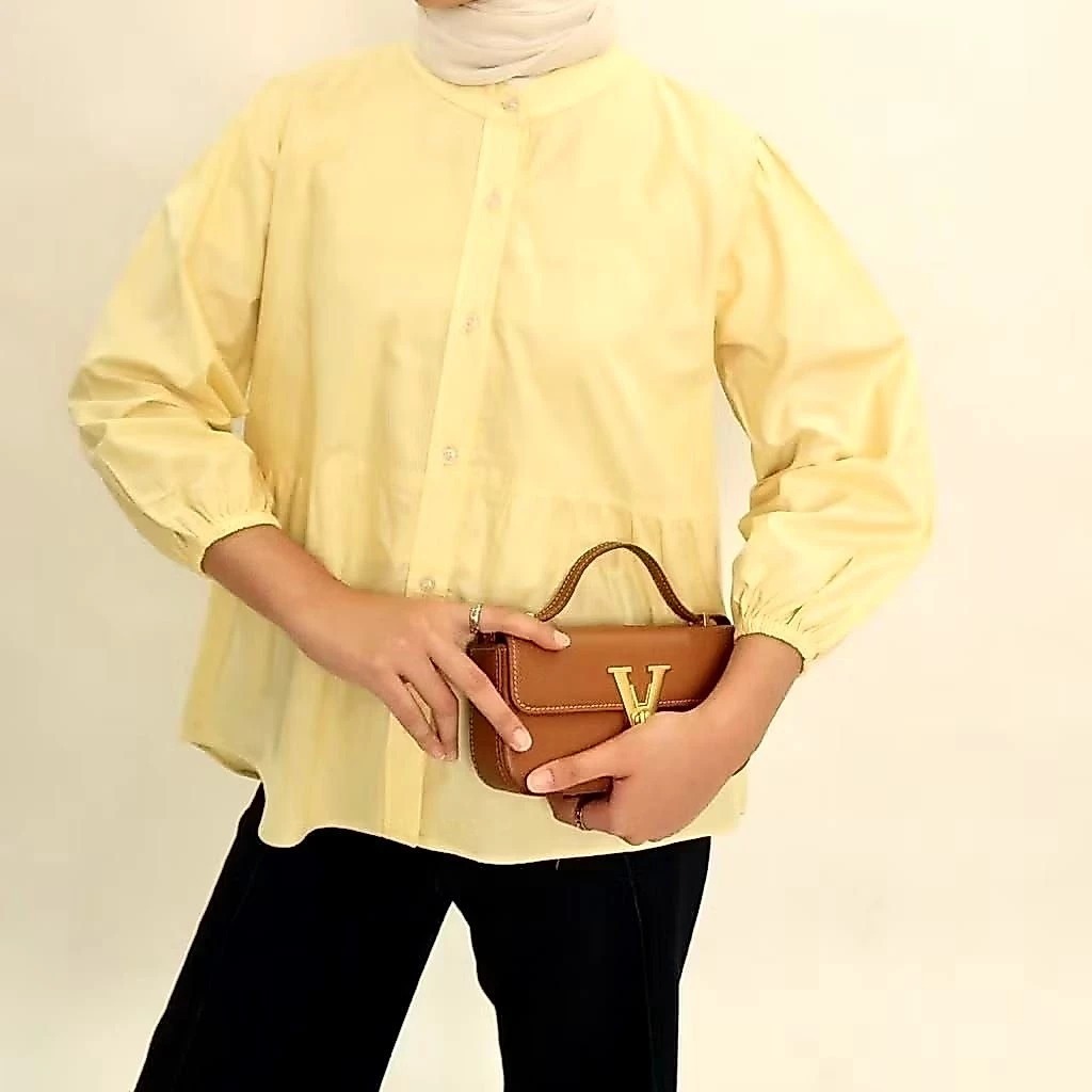 KATUN KYREN เสื้อเบลาส์ผ้าฝ้ายลินินแขนยาวผู้หญิงสําหรับสํานักงาน