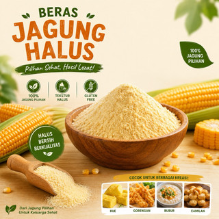 Nasi Jagung- Ampok Jagung cocok untuk bubur- Beras Jagung Halus 1kg Premium-WINTOMFOOD