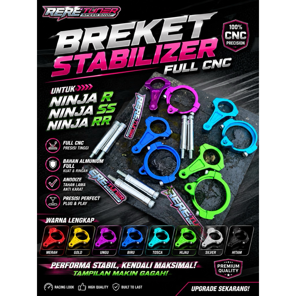 ใหม่ NINJA SS RR R STABILIZER BRACKET KAWASAKI NINJA DUMPER STEERING BRACKET KAWASAKI NINJA STABILIZ