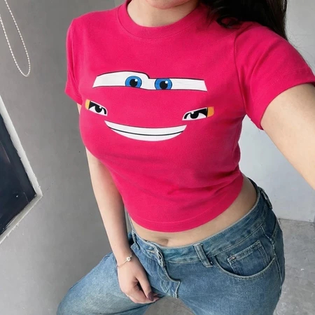 KATUN McQueen เสื้อครอปผู้หญิง - ผ้าฝ้ายซี่โครง นุ่ม เท่ ไม่จางหายได้อย่างง่ายดาย