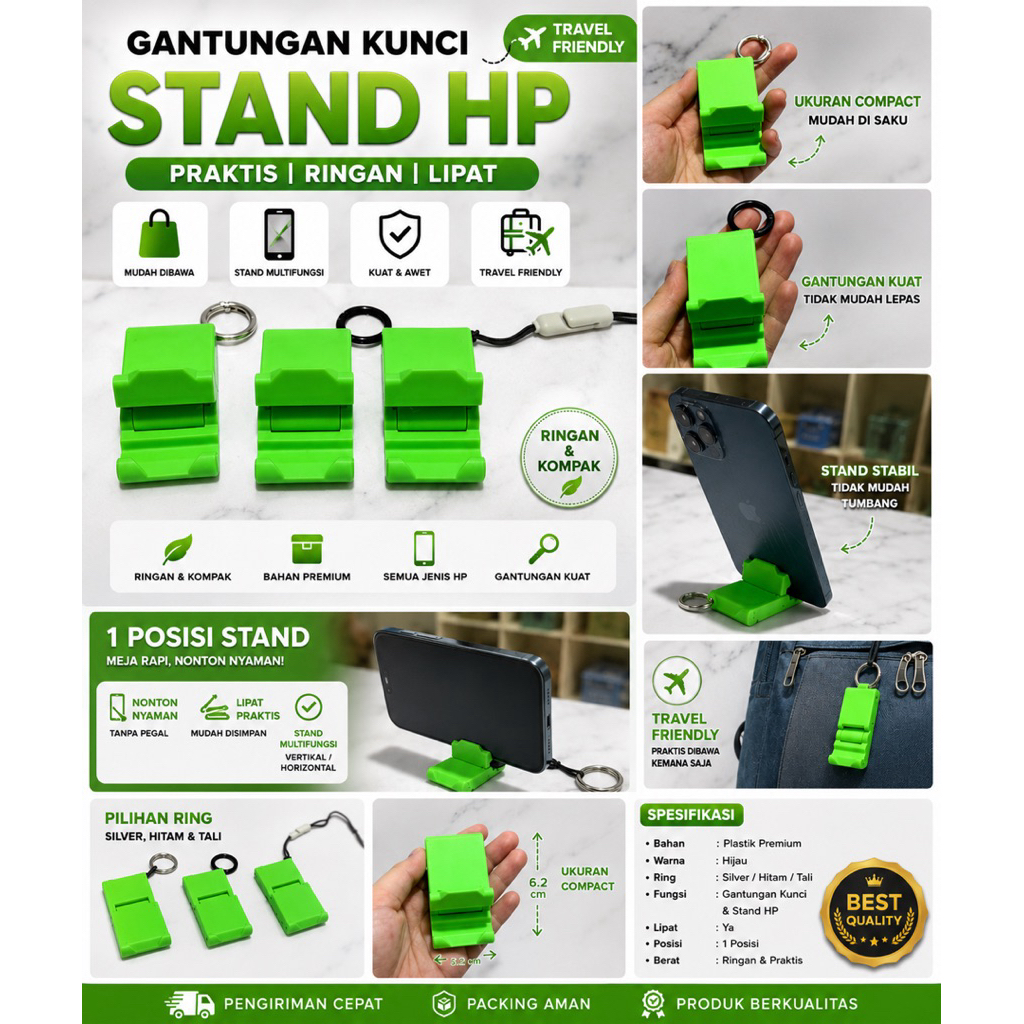 กันตัน ซันโค | D012 ขาตั้งพวงกุญแจ Hp 3D Art Stand Hp Mini Pocket Stand Phone