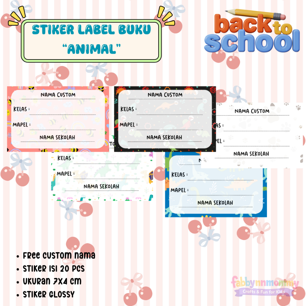 [FABBYNMMY] - 20 ชิ้น CUSTOM ANIMAL MOTIF BOOK LABEL สติ๊กเกอร์ / MOTIF BOOK LABEL STICKERS / CHILDR