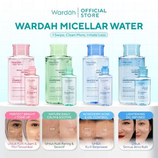 Wardah Micellar Water All Series - Perfect Bright, Calm and Soothe Nature Daily, Acnederm, Lightening Oil Infused - Pembersih Wajah Make Up Remover Waterproof Tanpa Bilas